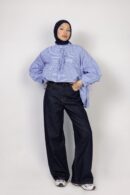 Bol Paça Koyu Renk Denim Pantolon